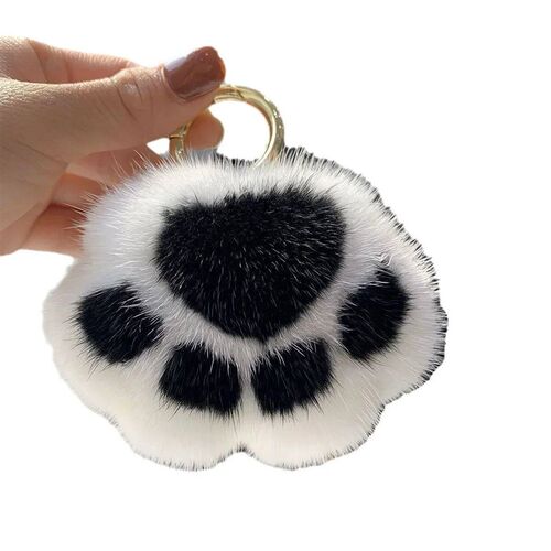 Women New Cat Claw Faux Fur Key Chain Charm Fashion Plush Be