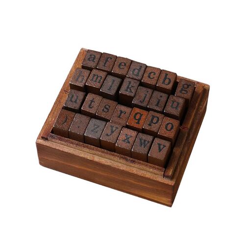 Yoofun 28pcs Alphabet Stamps Vintage Wooden Rubber Letter St