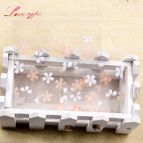 100PCS Cherry Blossoms Candy &Cookie Plastic Bags Self-Adhes