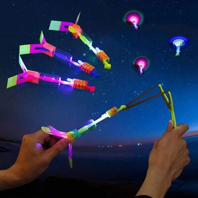 Led Light Arrow Helicopter Slingshot ejection Flying Toy  Ki