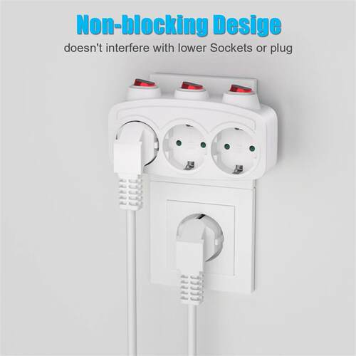 EU Sockets adapter With ON/OFF Switch 16A/250V 1 To 3 Way Ge