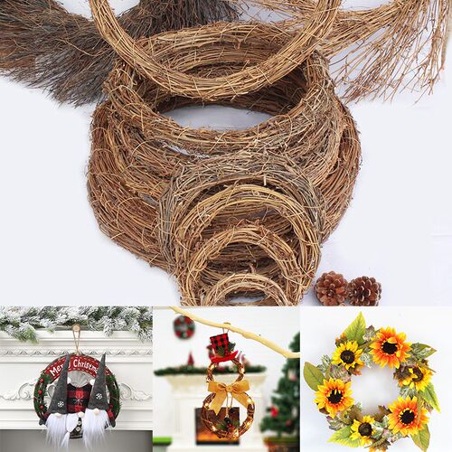 Home Decor Christmas Rattan Wreath Garland 6/8/15/20/25/30Cm