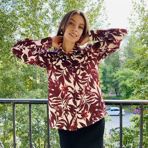 2023 Autumn Womens Shirt Printed Button Lantern Sleeve Eleg