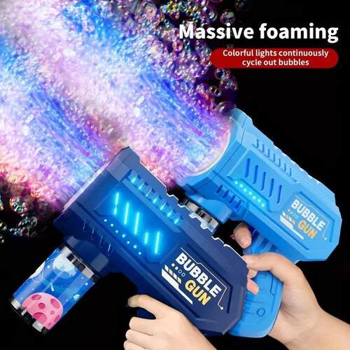 Kids 10 Holes Bubble Gun Toys Rocket Soap Bubbles Machine Gu