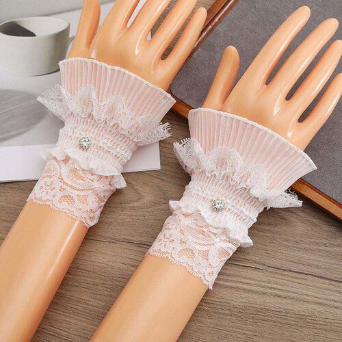 1Pair Nail Photo Glove Nail Art Lace Fake Pleated Cuff