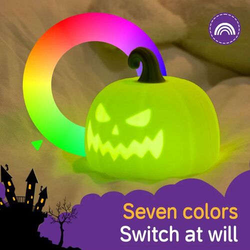 Led Cute Pumpkin Night Light 7 Colors Dimmable Bedside Lamp