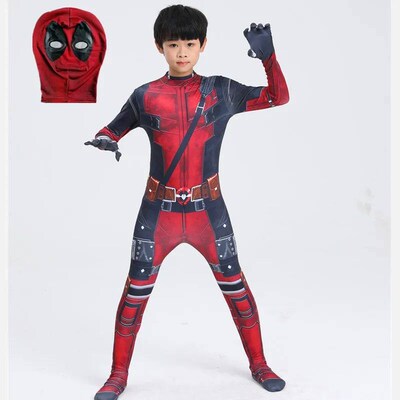 Superhero Deadpool Costume Halloween Cosplay Jumpsuit Boys F