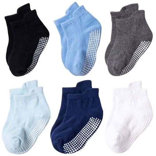 6 Pairs/lot 0 to 6 Yrs Cotton Childrens Anti-slip Boat Sock