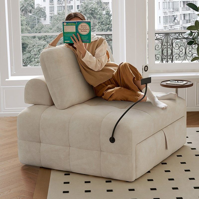 红晟奶油风单人沙发床客厅可折叠两用202新款多功能小户型沙发,住宅家具,布艺沙发,淘宝优惠券,粉丝福利购,淘宝优惠卷