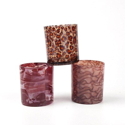 Vintage Leopard Print Thickened Tea Wax Cup Glass Candle