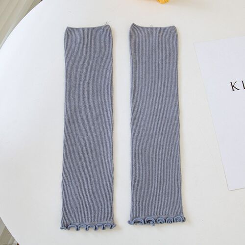 SpringFall Thin Cotton Light Blue Stacked Socks with Lace Tr