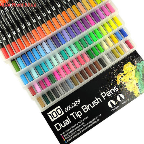 FineLiner Dual Tip Brush Art Markers Pen 12/48/72/100/120 Co
