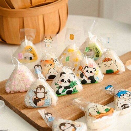 100PCS Cartoon Triangle Rice Ball Packing Bag Seaweed Sushi