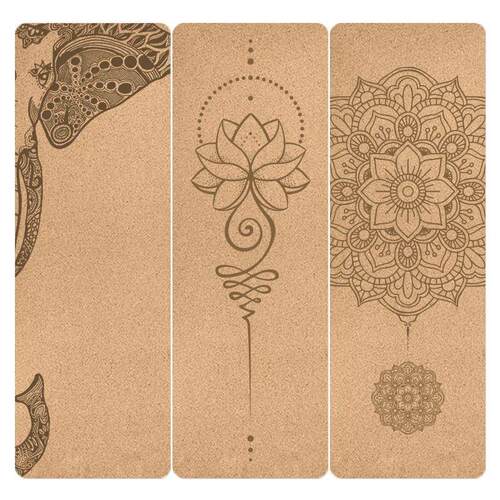 4mm Natural Cork TPE Printed Yoga Mat Non-slip Esterilla Yog