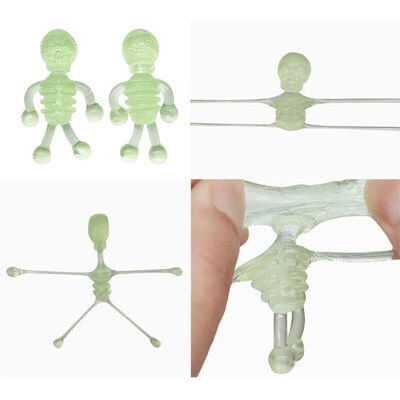 10Pc Adults Kids Funny Luminous Skeleton Sretchy Toys Hallow