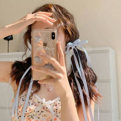 2pc New Ribbon Long Bow Hair Claw Side Clips for Women Girls