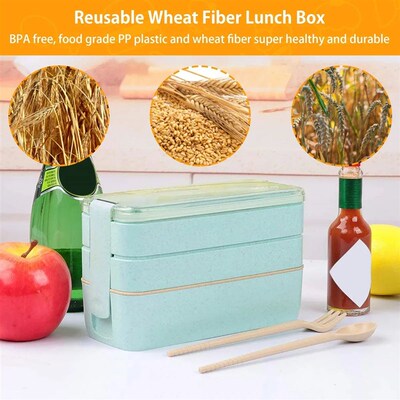 900ml Bento Box for Kids 3 Stackable Lunch Box Leak-proof Po