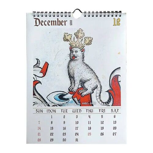 Medieval Cat Calendar 2025 Strange Medieval Cats Wall Calend