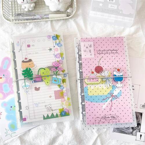 Polka Dot A6 PER Binder Planner Star Design Twill Texture