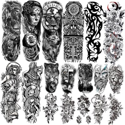 Full Arm Temporary Tattoos Sleeve For Men Women Realistic