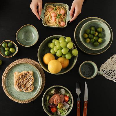 Southeast Asian restaurant green ceramic tableware bowls cup