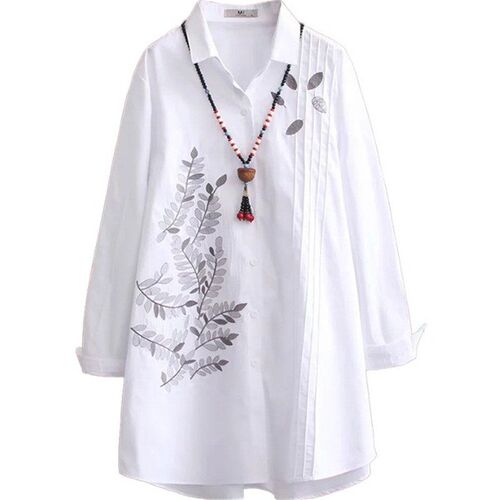 Womens ops Large Size Blusas White Long Sleeve Blouse Sprin