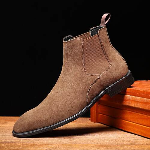 Big Size Men Suede Chelseas Solid Color Slip-On Short Boots