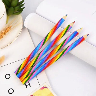 4pcs/set Kawaii 4 Color Concentric Rainbow Pencil Crayons Co