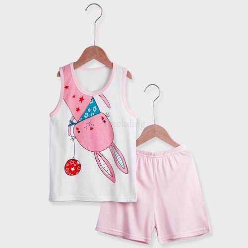 Children Cotton Sleepwear Pyjamas Kids Summer Sleeveless ops