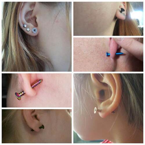 2PC Punk Men & Women Stud Earring Anti Allergic Stainless St