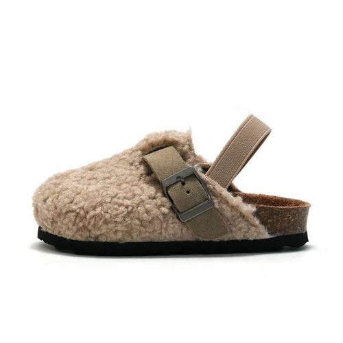 Child Baby Boys Girls Warm Fuzzy Slipper Plush Sandals Cork