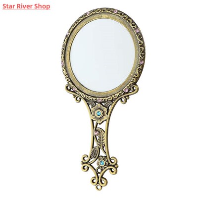 Portable Vintage Hand Held Mirror Travel Compact Makeup Beau