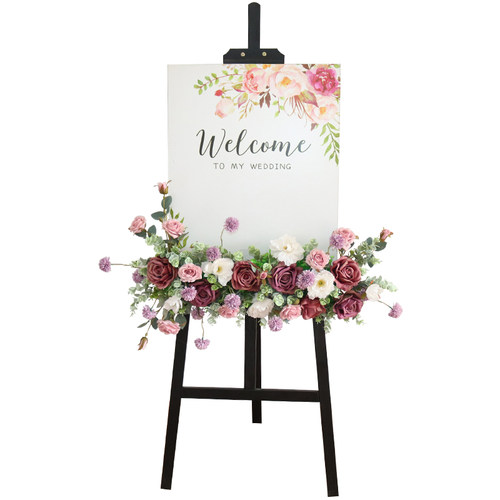 新款仿真水牌花迎宾花艺假花布置活动会所欢迎指示牌装饰花壁挂花