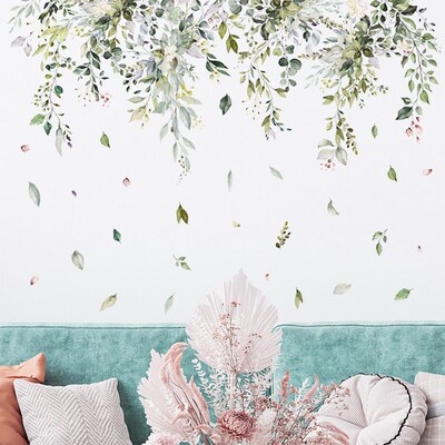 115x59cm Tropical Green Leaves PVC Wall ers for Living room