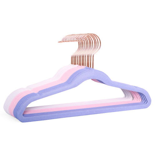 cm儿童玫瑰金钩植绒衣架天鹅绒小衣架防滑无痕衣橱专用衣挂撑子