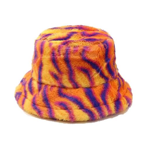 Autumn Winter Panama Hat Women Faux Fur Fisherman Hat Zebra