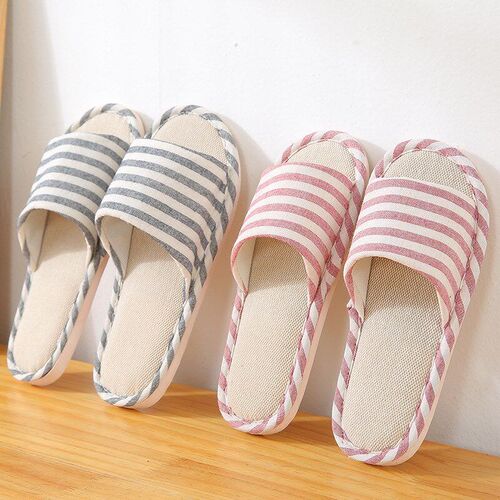 2025 Couples Linen Slippers Home Indoor AntiSlip Soft Bottom