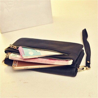 Big Capacity Womens Wallets Dull Polish Leather Wallet Doub