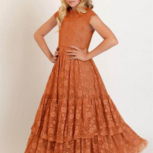 Girls Flower Dress Lace Cotton Dress Baby Kids Wedding Princ