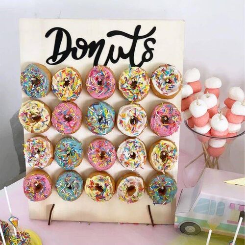 DIY Wooden Donut Wall Rustic Wedding Decoration Table Donut