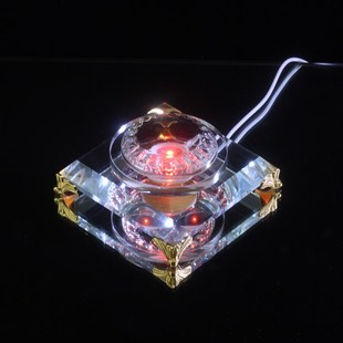 水晶球发光底座托底七彩变色幻彩调光定色插充电LED凹面桌面摆件