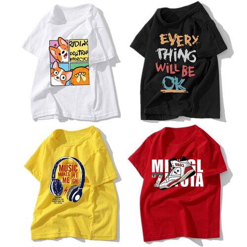 Boys Summer Cotton Tee Trendy Kids Tshirt for Middle Big Boy