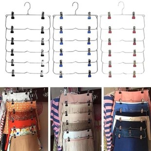6 Layer Clothes Hangers Multilayer Skirt Trouser Hanger for