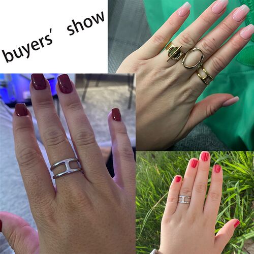 Cazador Letter H Shape Finger Rings for Women Adjustable Sta