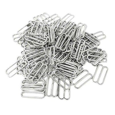 100 Pieces Metal Silver Bra Strap Adjuster Slider Hook Fig
