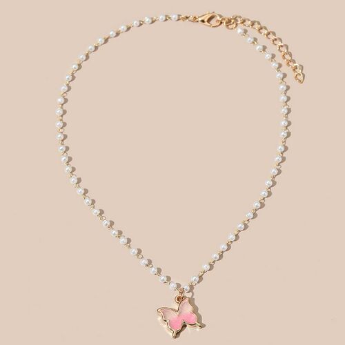 Cherry Small Daisy Colorful Flowers Butterfly Neck Chain Imi