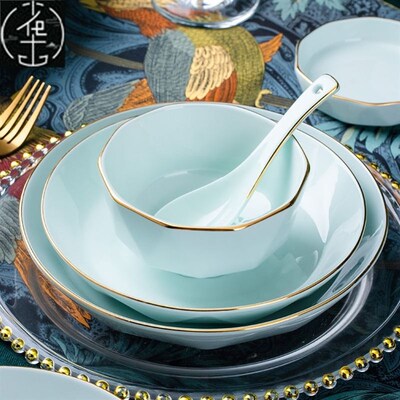 piece set household ceramics dinner bowls plates dish no