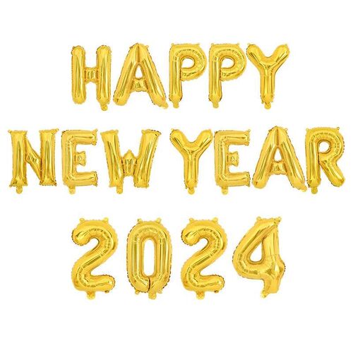 New Year 2024 Number Foil Balloons Happy New Year Eve Party