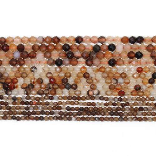 2/3/4mm Faceted Coffee Agate Natural Gem Stone Bead Round Ti