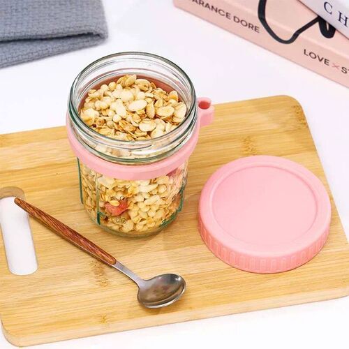 Overnight Oats Container with Lid and Spoon Portable Breakfa